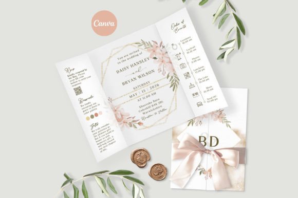 Download Gatefold Wedding Invitation Pink Floral - Wedding invitation Collection
