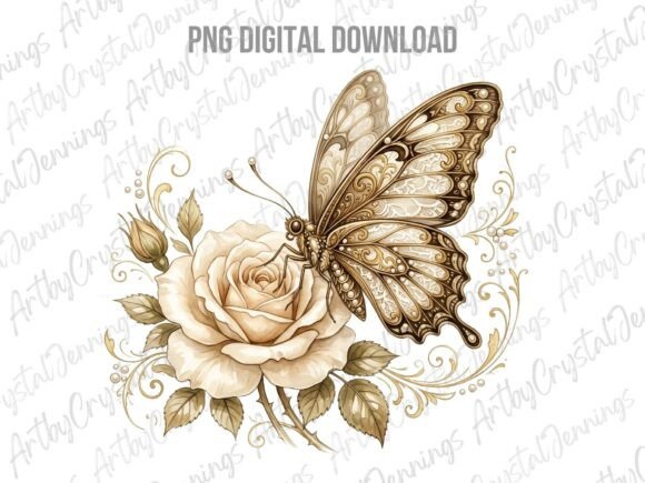 Download Vintage Butterfly and Roses PNG - Premium Resources