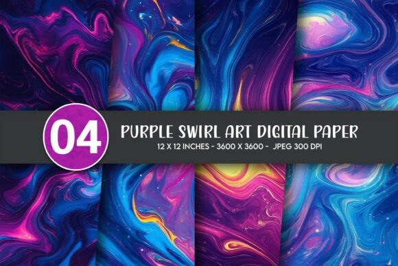 Download Purple Swirl Art Digital Paper - Swirl Collection