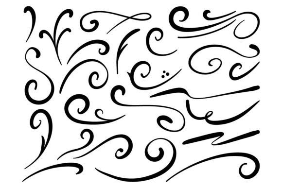 Download Ornamental Swirl Flourish Vector Set Art - Swirl Collection