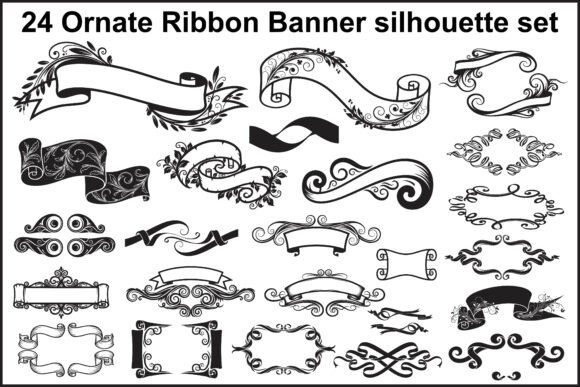 Download 24 Elegant Ornate Ribbon Banner Bundle - Ornate Collection